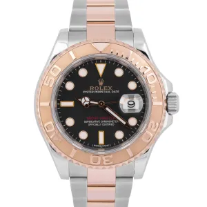 MINT Rolex Yacht-Master Black Two-Tone 18k Rose Gold Steel 40mm 116621 Watch