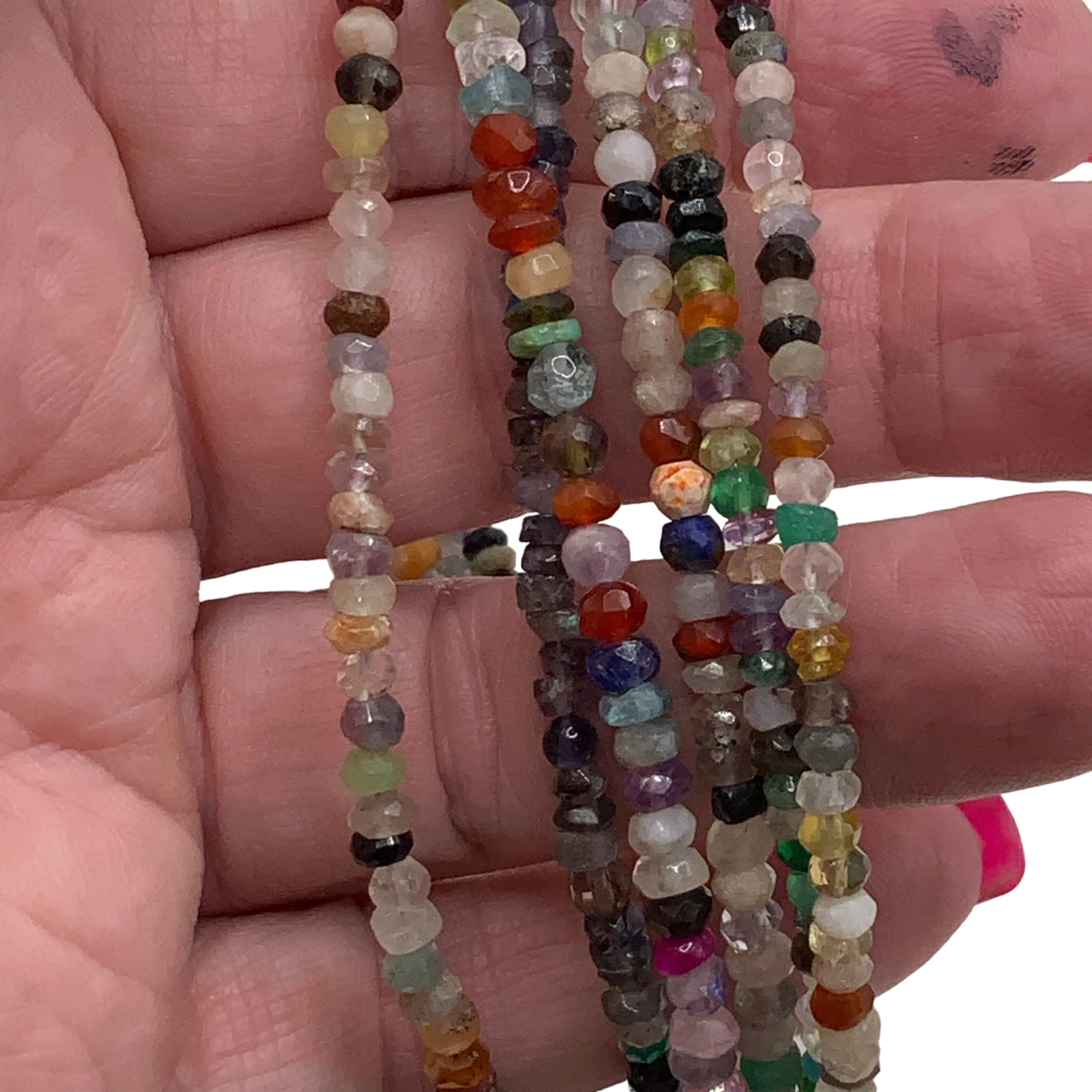 Mixed Gemstone 3-4 mm Beaded Necklace