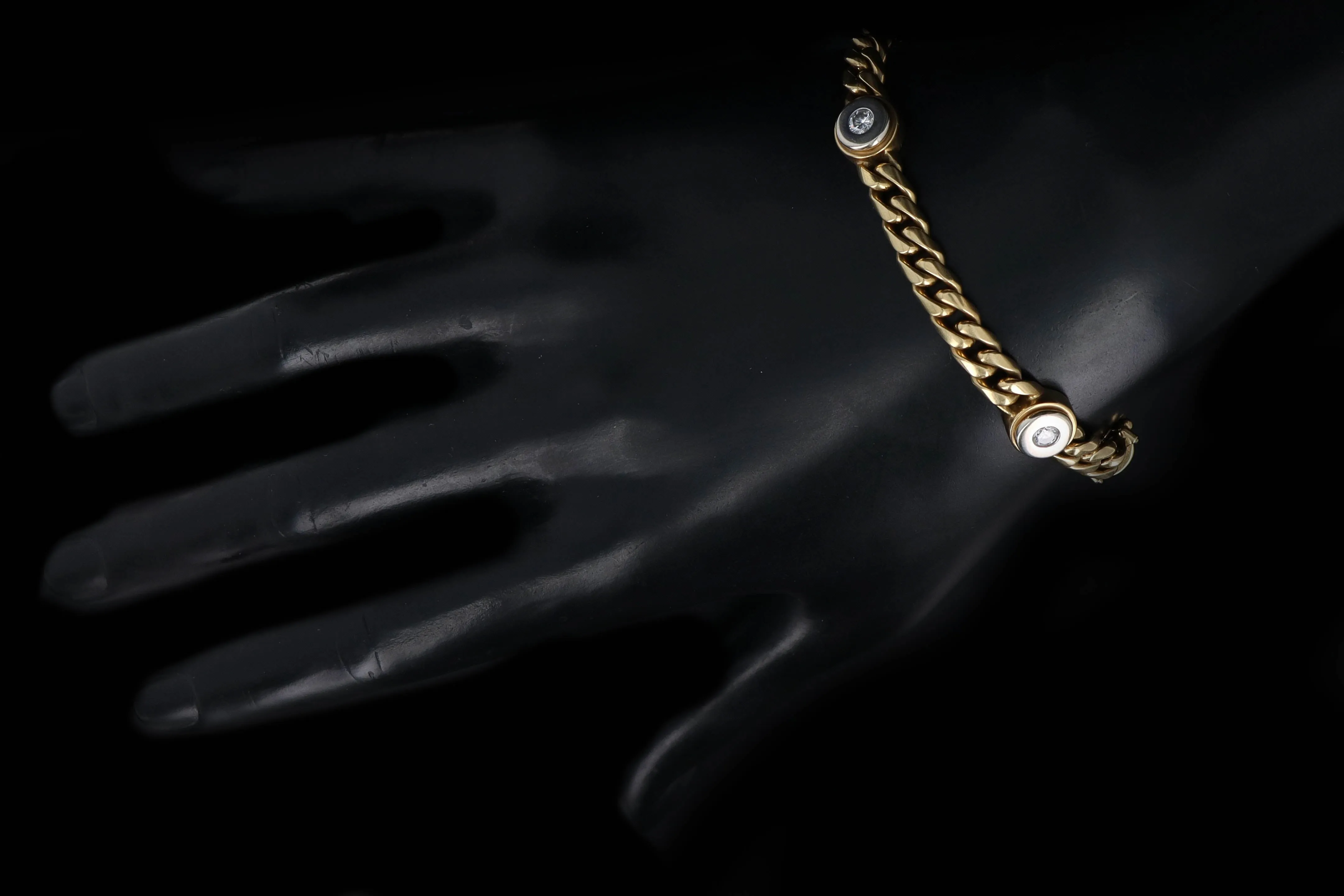 Modern 14K Yellow & White Gold .70 Carats Round Brilliant Cut Diamond Curb Link Bracelet