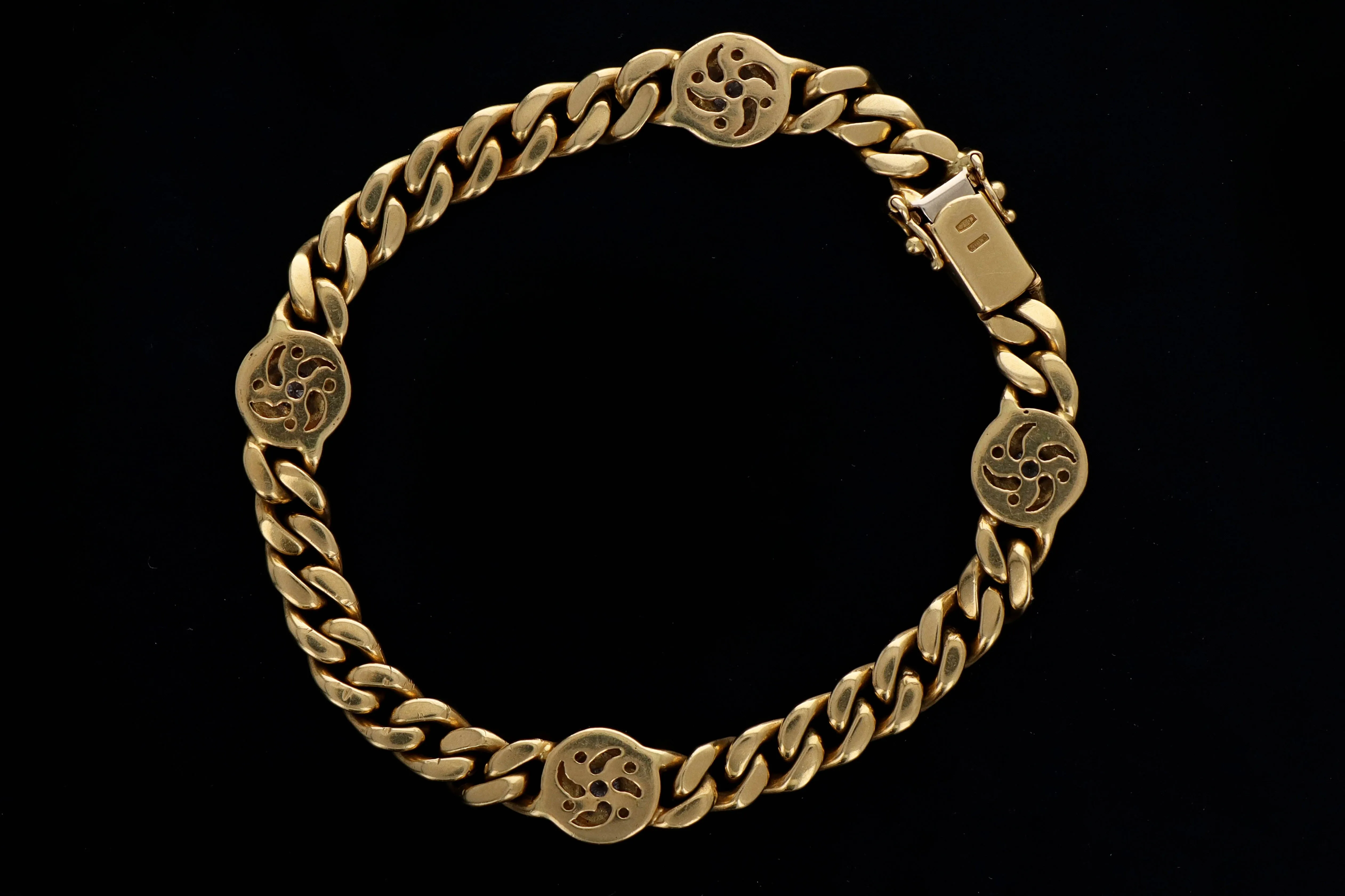 Modern 14K Yellow & White Gold .70 Carats Round Brilliant Cut Diamond Curb Link Bracelet