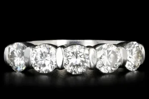 Modern Platinum 1 Carat Round Brilliant Cut Diamond 5 Stone Band