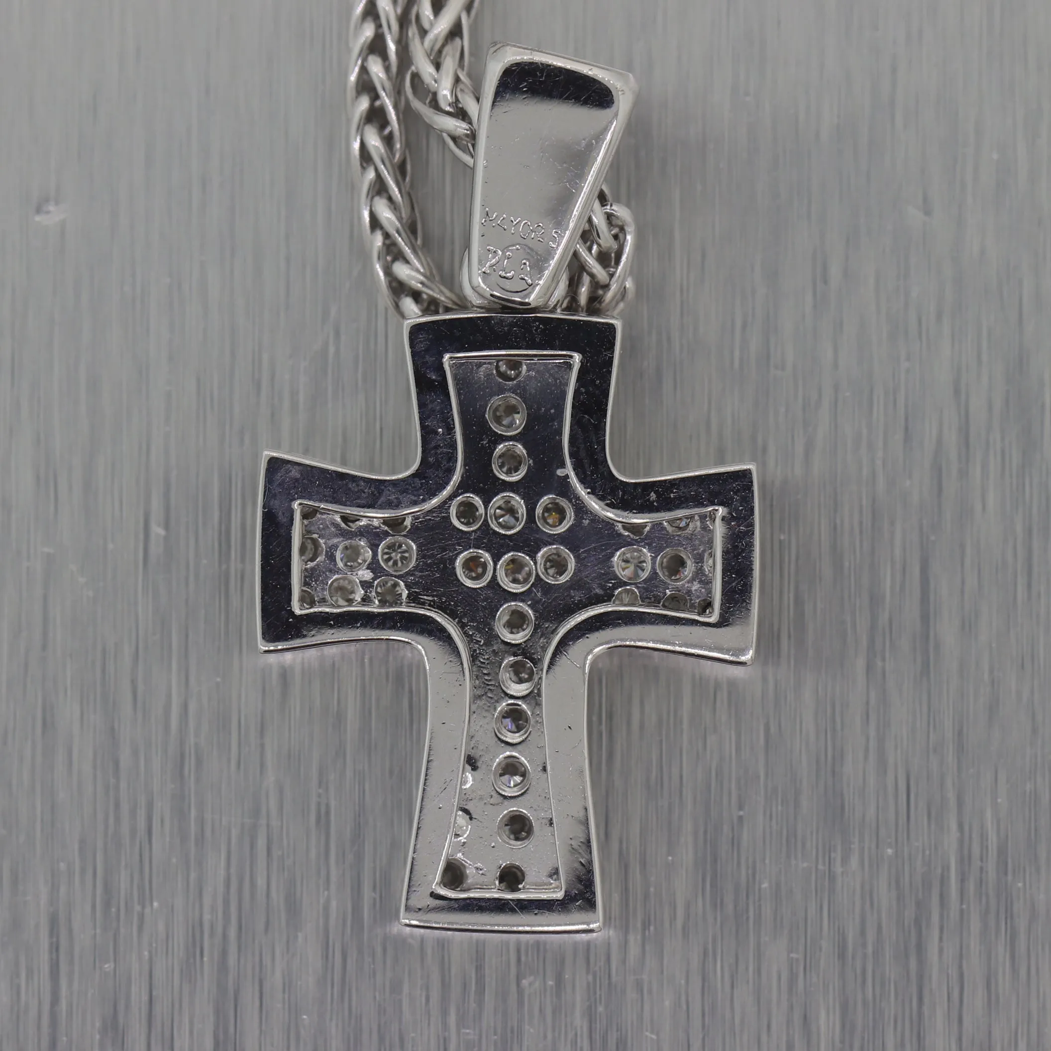 Modern Platinum 2ctw Diamond Cross Pendant 17" Necklace