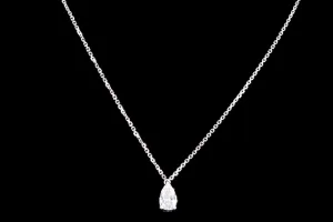 Modern Platinum .53 Carat Pear Cut Diamond Pendant Necklace