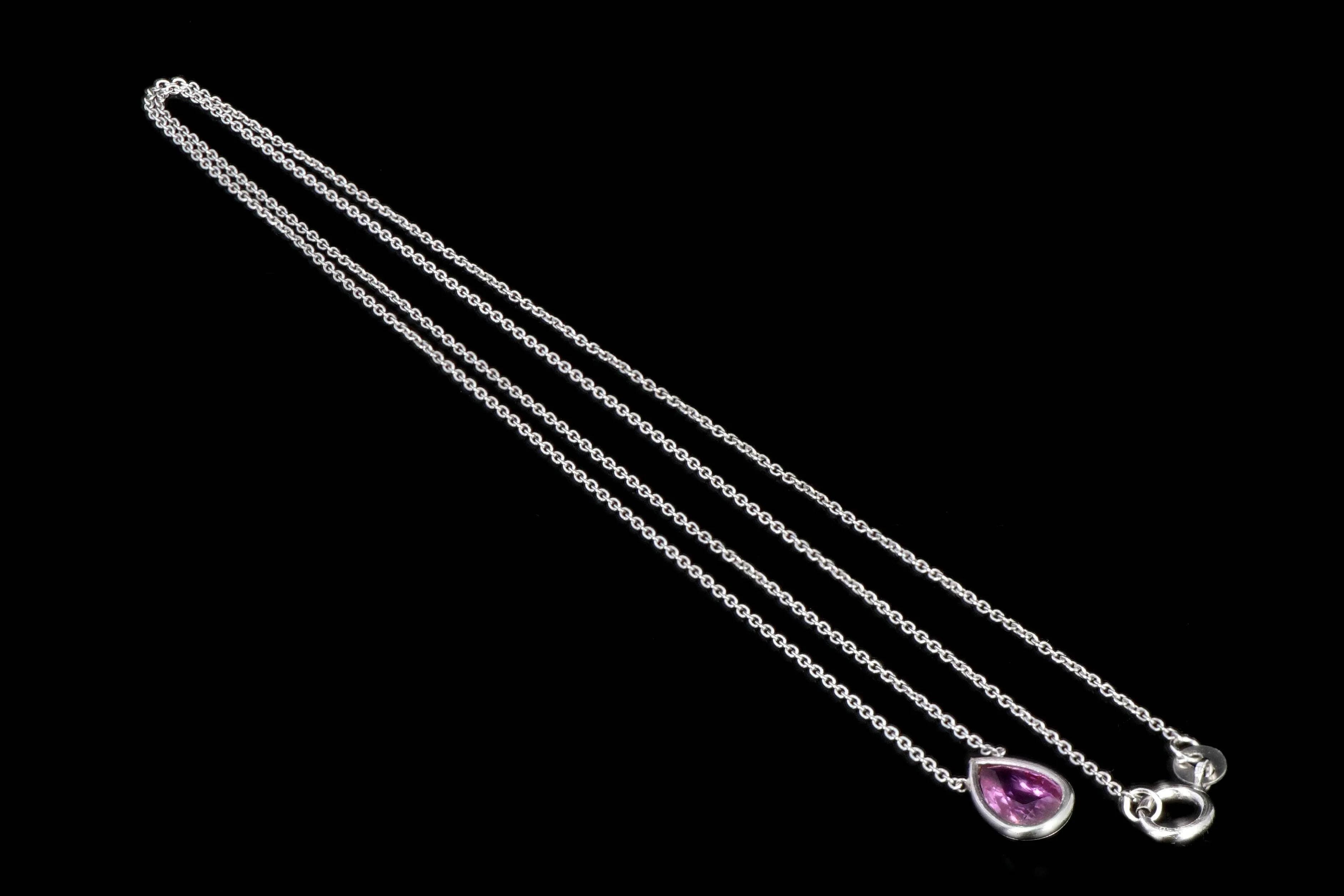 Modern Platinum .96 Carat Natural No Heat Pink Pear Shaped Sapphire Pendant