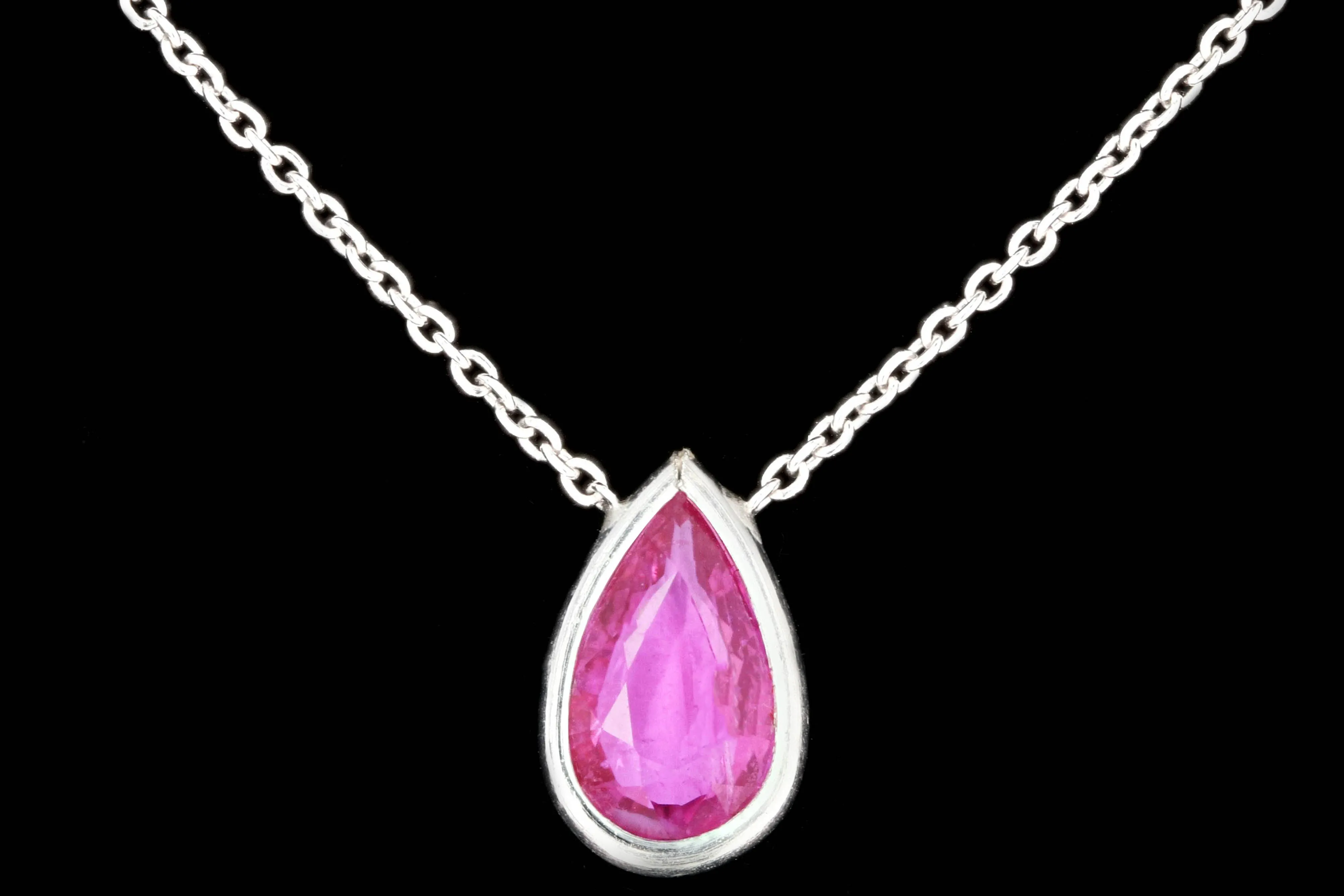 Modern Platinum .96 Carat Natural No Heat Pink Pear Shaped Sapphire Pendant