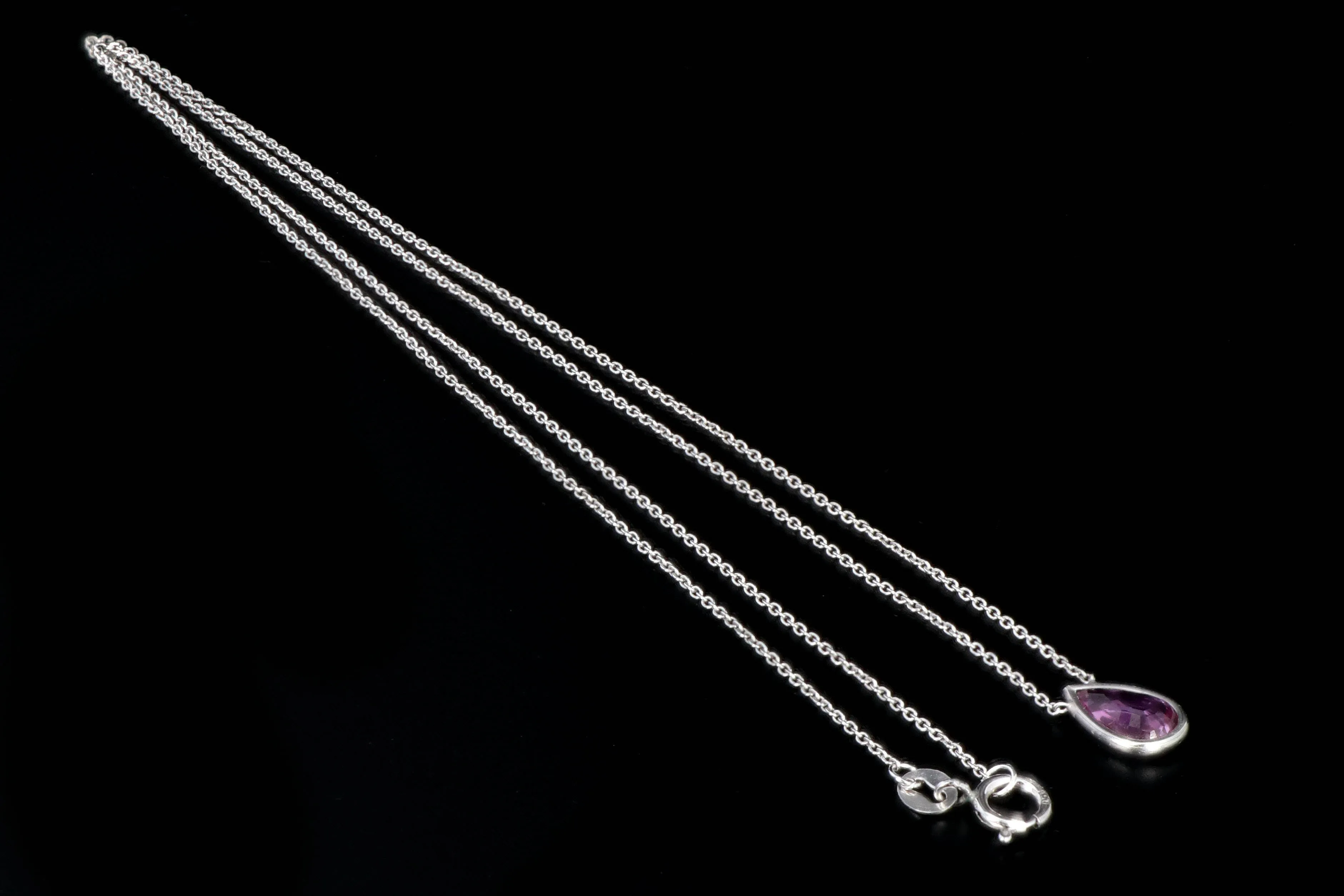 Modern Platinum .96 Carat Natural No Heat Pink Pear Shaped Sapphire Pendant