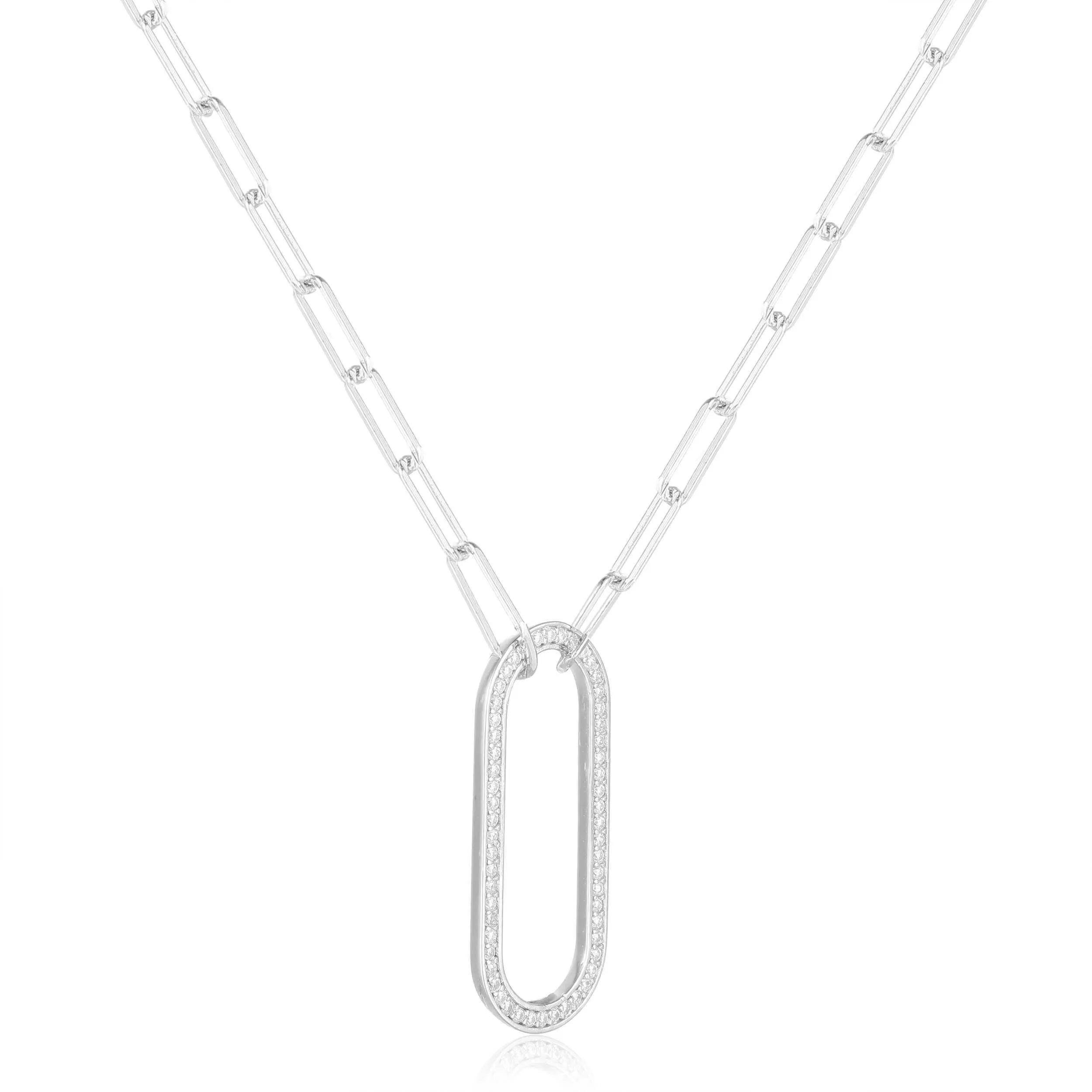 Moissaite Oval Bar Necklace