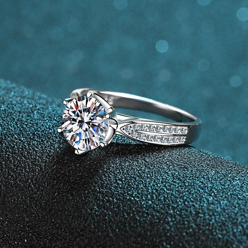 Moissanite Solitaire six Prongs Statement Ring-RM009