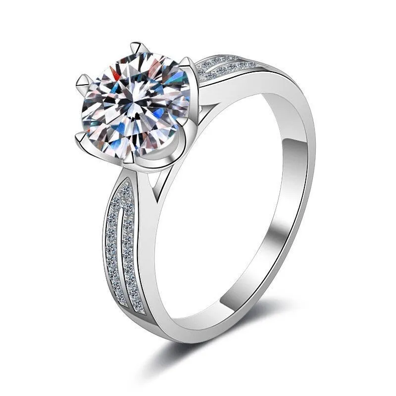 Moissanite Solitaire six Prongs Statement Ring-RM009