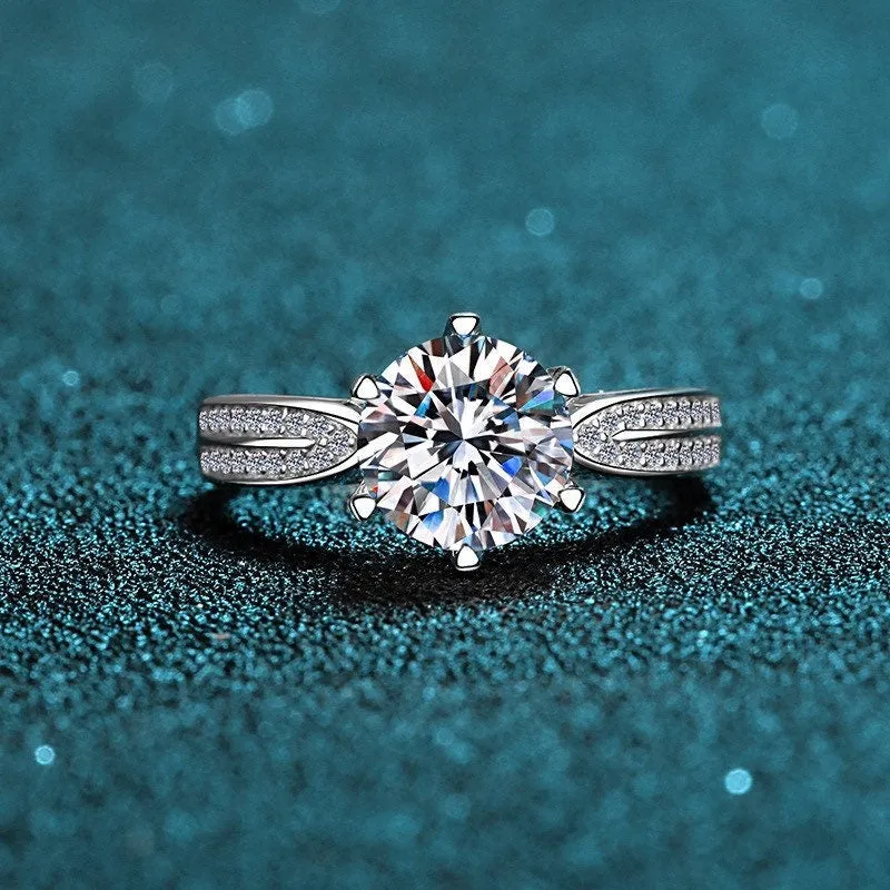 Moissanite Solitaire six Prongs Statement Ring-RM009