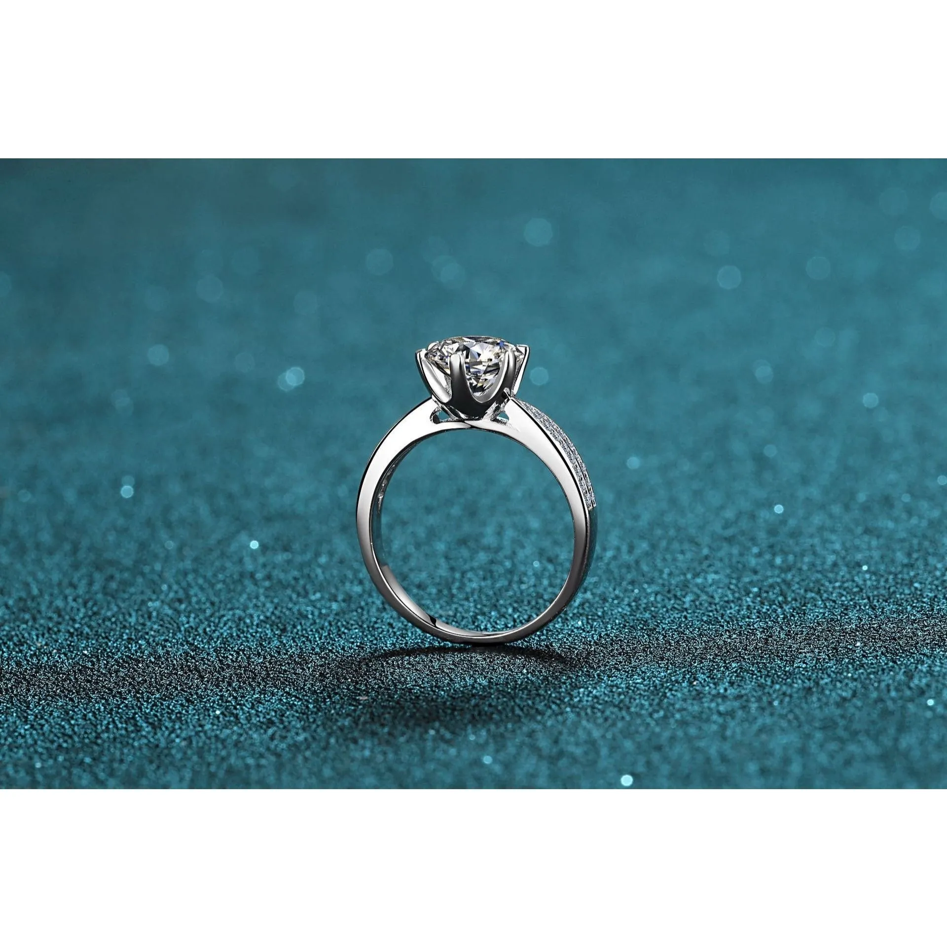 Moissanite Solitaire six Prongs Statement Ring-RM009