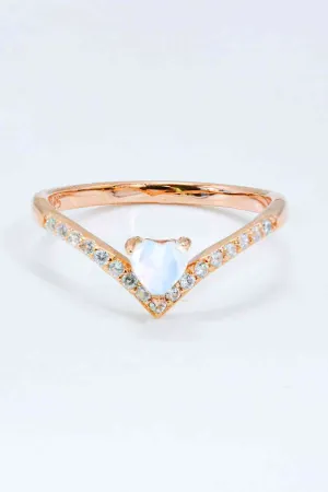 Moonstone Heart Ring - Modern Minimalist Design in S925 Sterling Silver