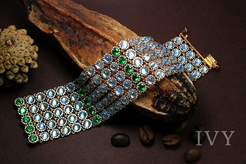 Moonstone, Tsavorite and Diamond Bracelet