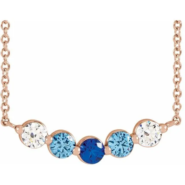 Mother's Family Curved Line Set Birthstone Necklace