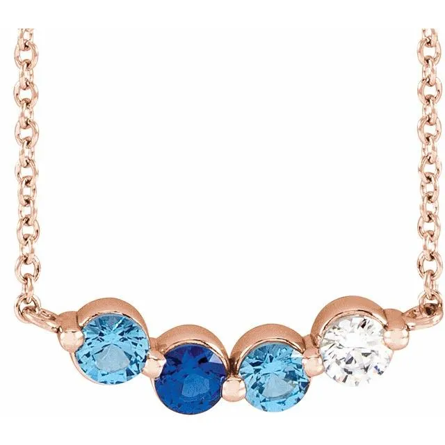 Mother's Family Curved Line Set Birthstone Necklace
