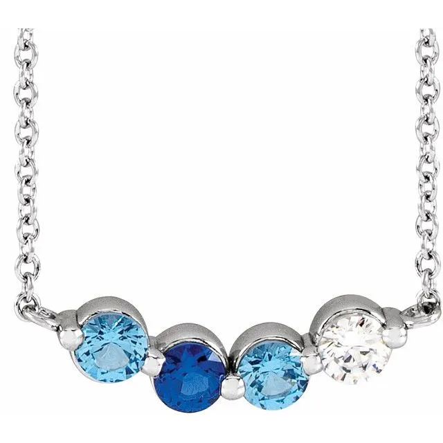 Mother's Family Curved Line Set Birthstone Necklace