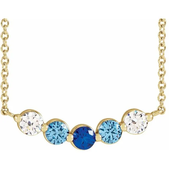 Mother's Family Curved Line Set Birthstone Necklace