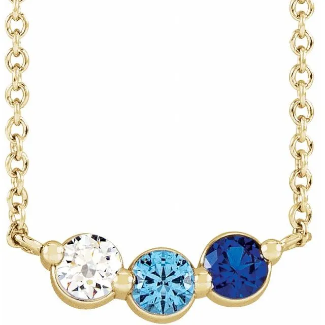 Mother's Family Curved Line Set Birthstone Necklace