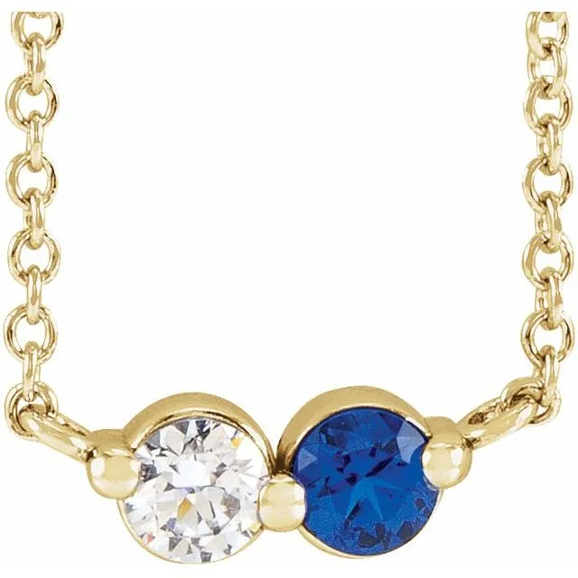 Mother's Family Curved Line Set Birthstone Necklace