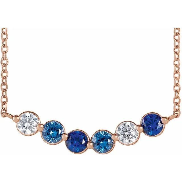 Mother's Family Curved Line Set Birthstone Necklace