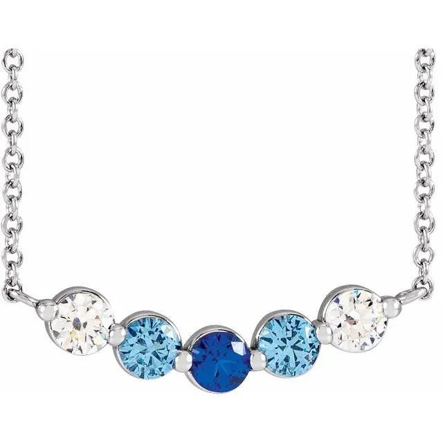 Mother's Family Curved Line Set Birthstone Necklace
