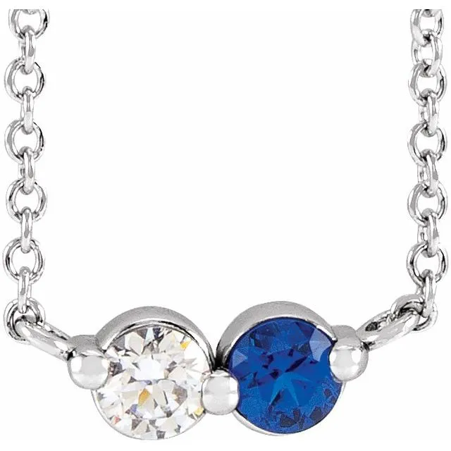 Mother's Family Curved Line Set Birthstone Necklace