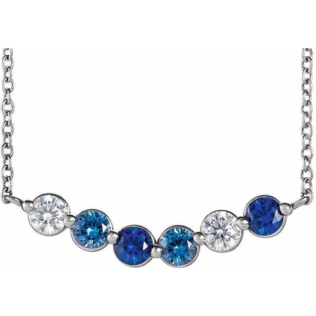 Mother's Family Curved Line Set Birthstone Necklace