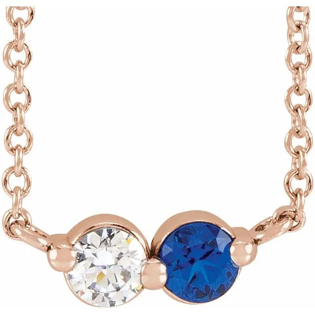 Mother's Family Curved Line Set Birthstone Necklace