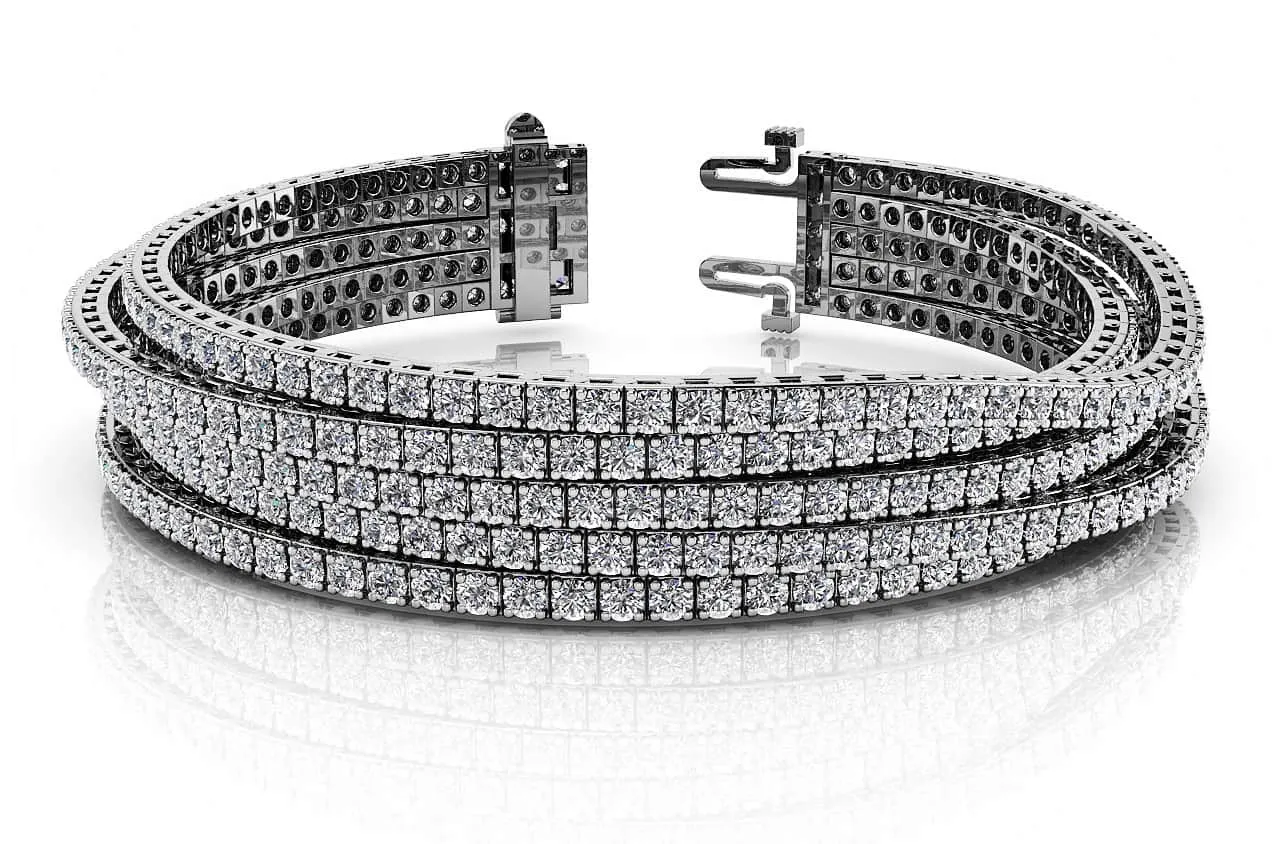 Multi Strand Flexible Diamond Tennis Diamond Bracelet with 10.23 ct.(finished) 2mm