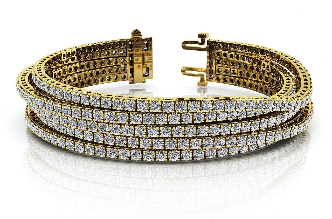 Multi Strand Flexible Diamond Tennis Diamond Bracelet with 10.23 ct.(finished) 2mm