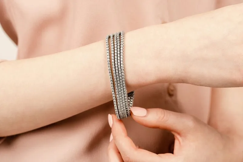 Multi Strand Flexible Diamond Tennis Diamond Bracelet with 10.23 ct.(finished) 2mm