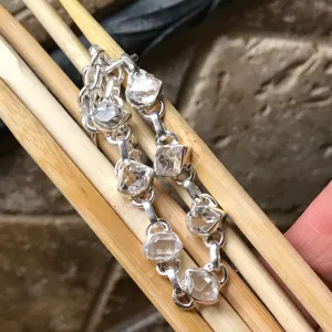Natural Herkimer Diamond 925 Solid Sterling Silver Bracelet 8"