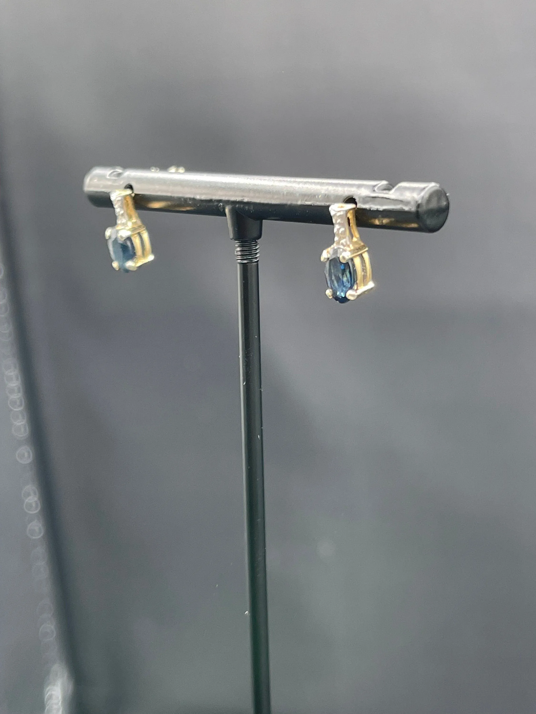 Natural Sapphire & Diamond 14K Yellow Gold Earrings