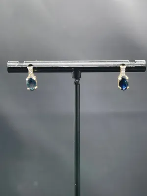 Natural Sapphire & Diamond 14K Yellow Gold Earrings