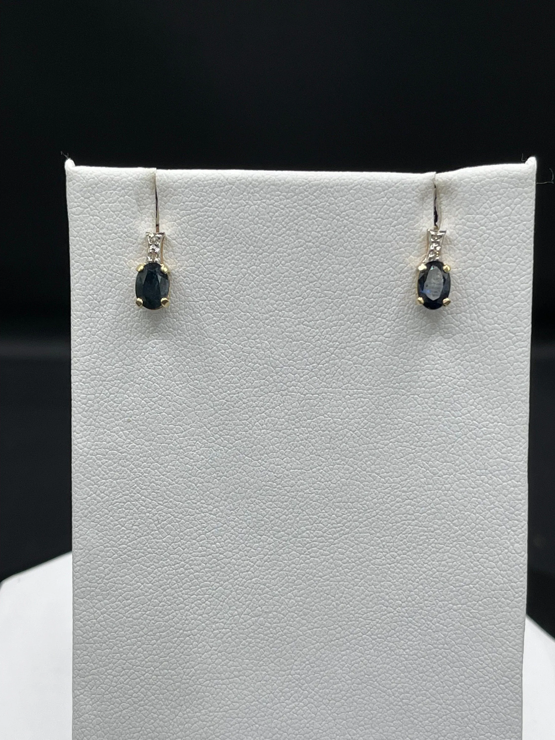 Natural Sapphire & Diamond 14K Yellow Gold Earrings