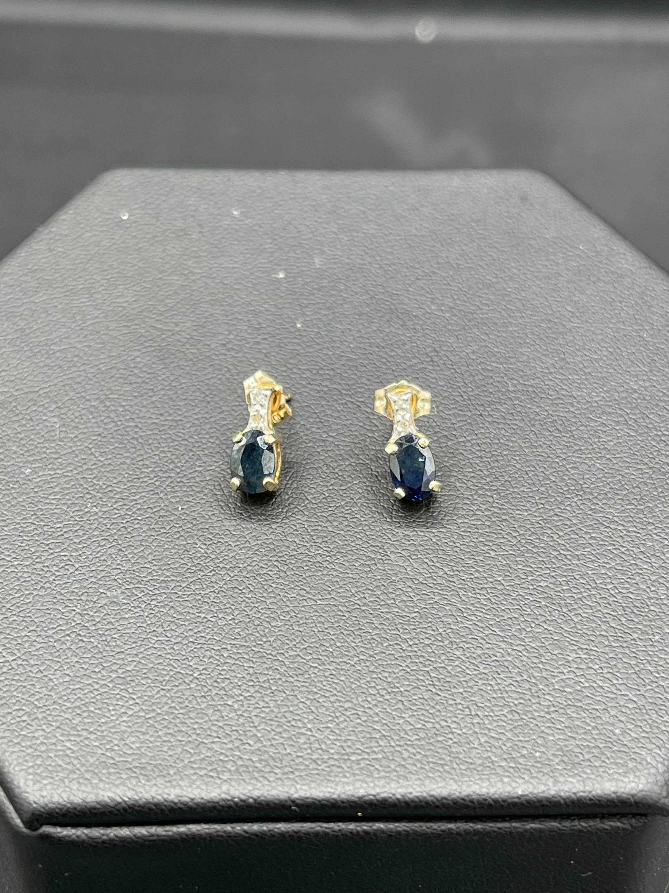 Natural Sapphire & Diamond 14K Yellow Gold Earrings