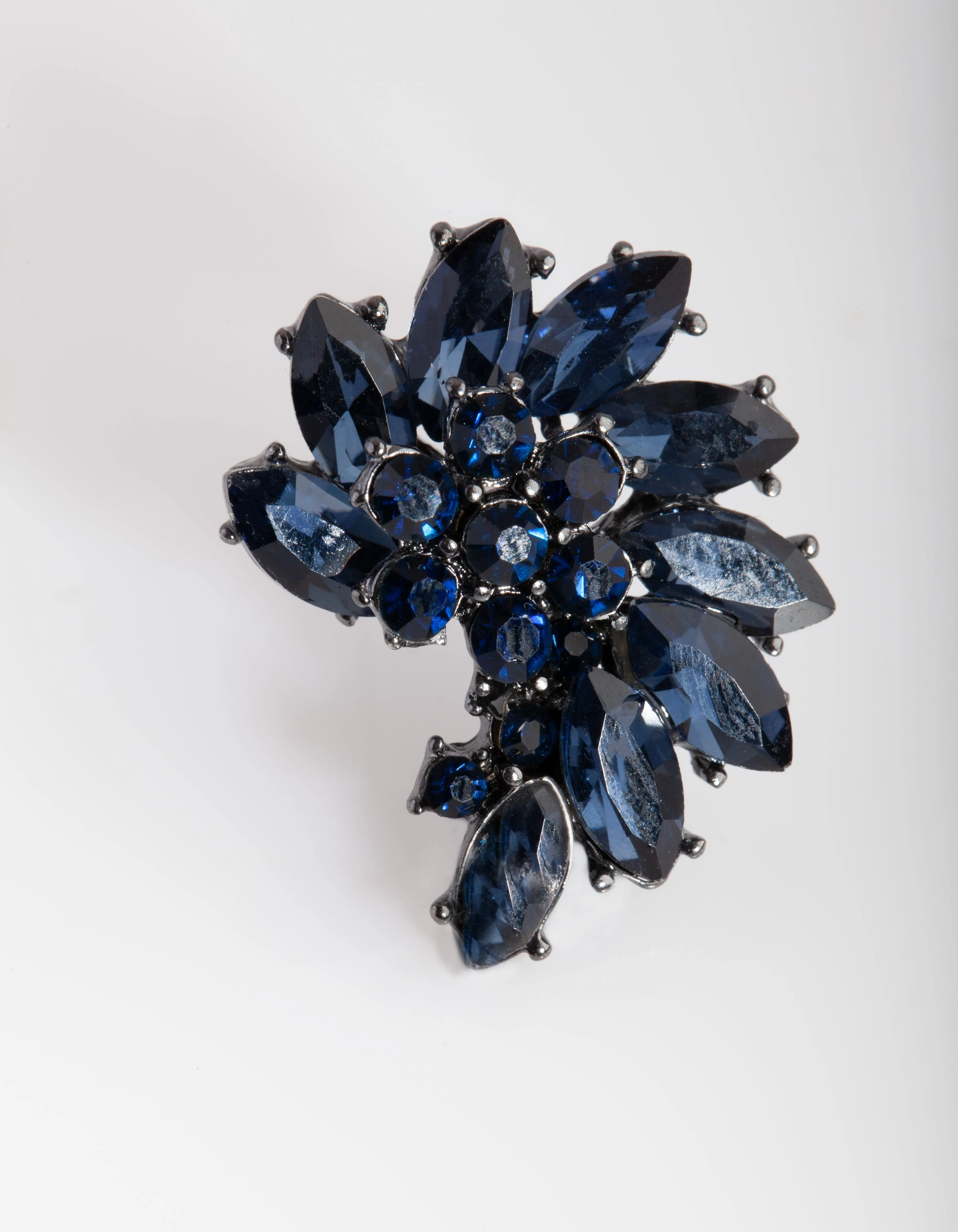 Navy Marquise Half Moon Cluster Stud