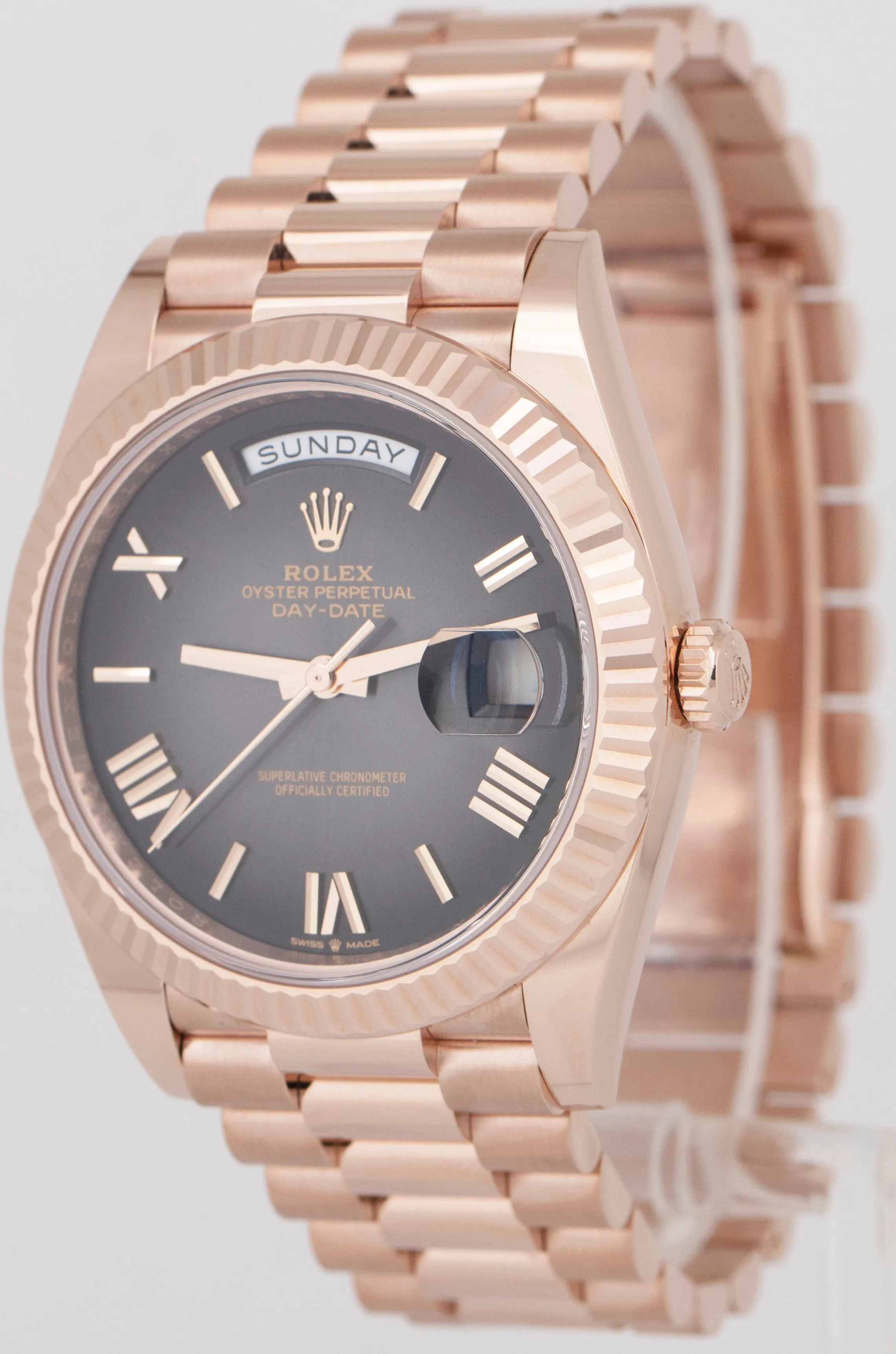 NEW 2024 PAPERS Rolex Day-Date 40mm President Slate Ombre 18K Rose 228235 BOX
