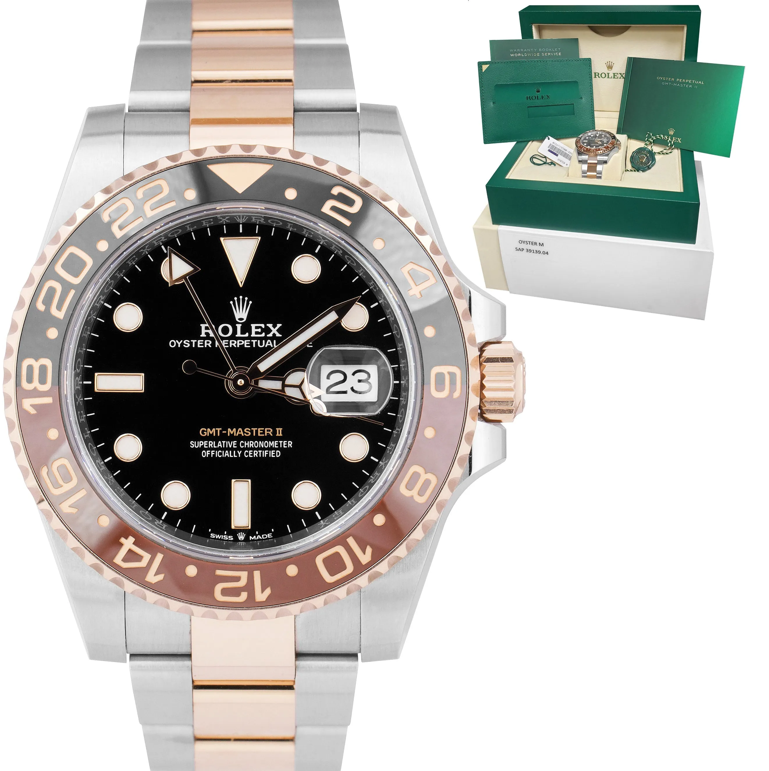 NEW APR. 2022 Rolex GMT-Master II Two-Tone Root Beer Rose 40mm Watch 126711 CHNR