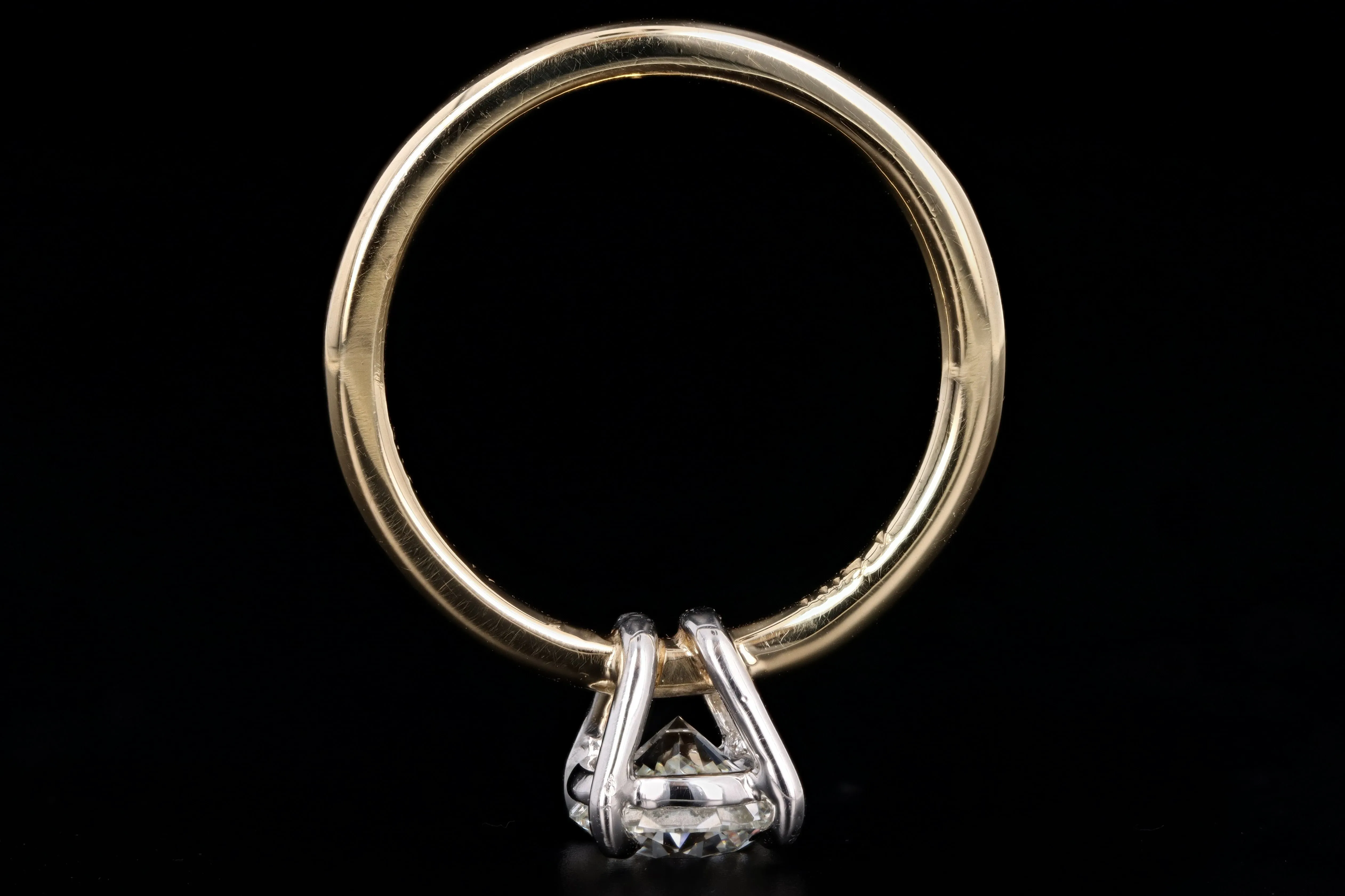 New Handmade 18K Yellow Gold & Platinum 1.06 Carat Round Brilliant Cut Diamond Engagement Ring GIA Certified