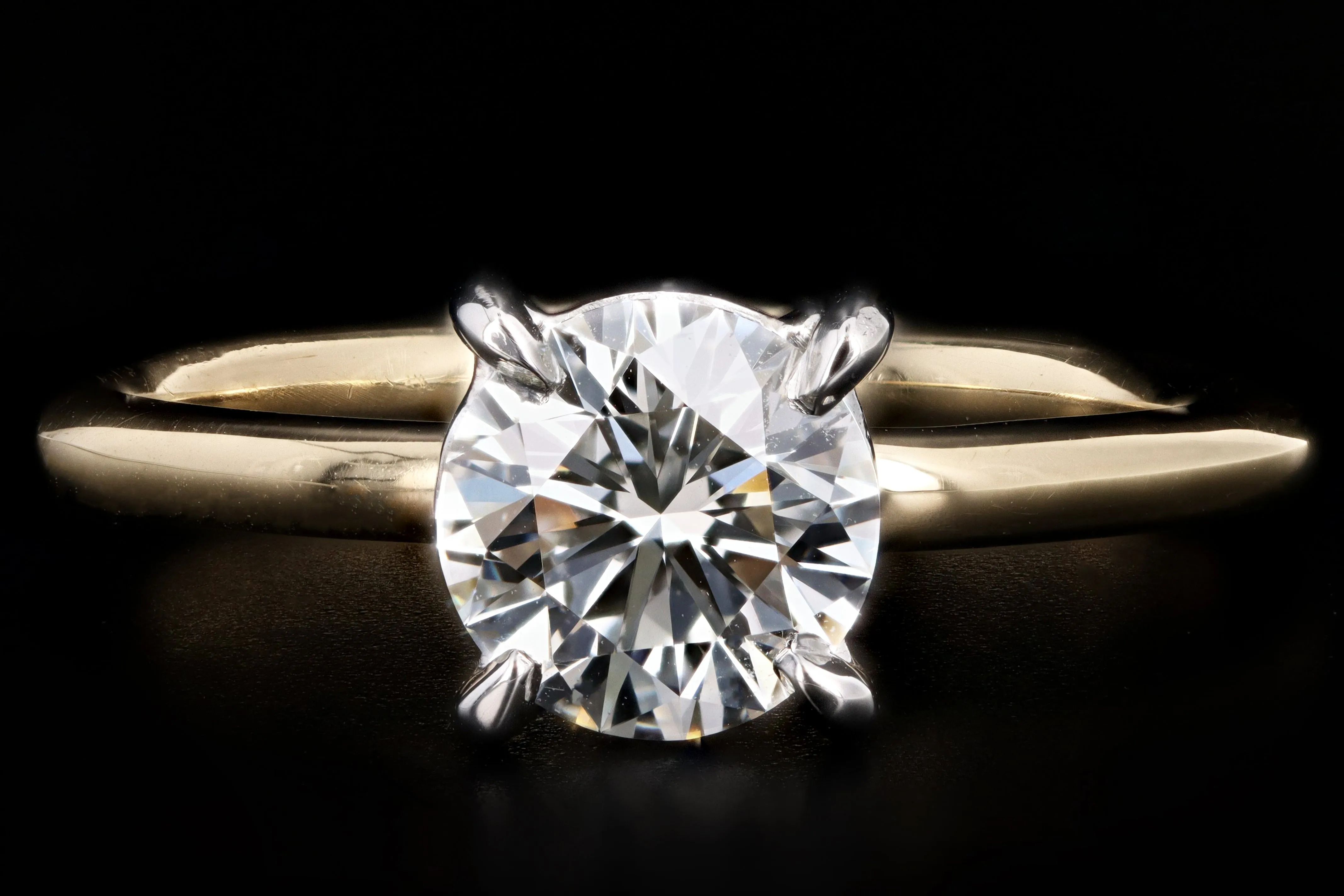 New Handmade 18K Yellow Gold & Platinum 1.06 Carat Round Brilliant Cut Diamond Engagement Ring GIA Certified