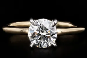 New Handmade 18K Yellow Gold & Platinum 1.06 Carat Round Brilliant Cut Diamond Engagement Ring GIA Certified