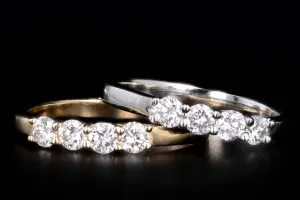 New Platinum or 14K Yellow Gold .45 Carat Total Weight Diamond Four Stone Band