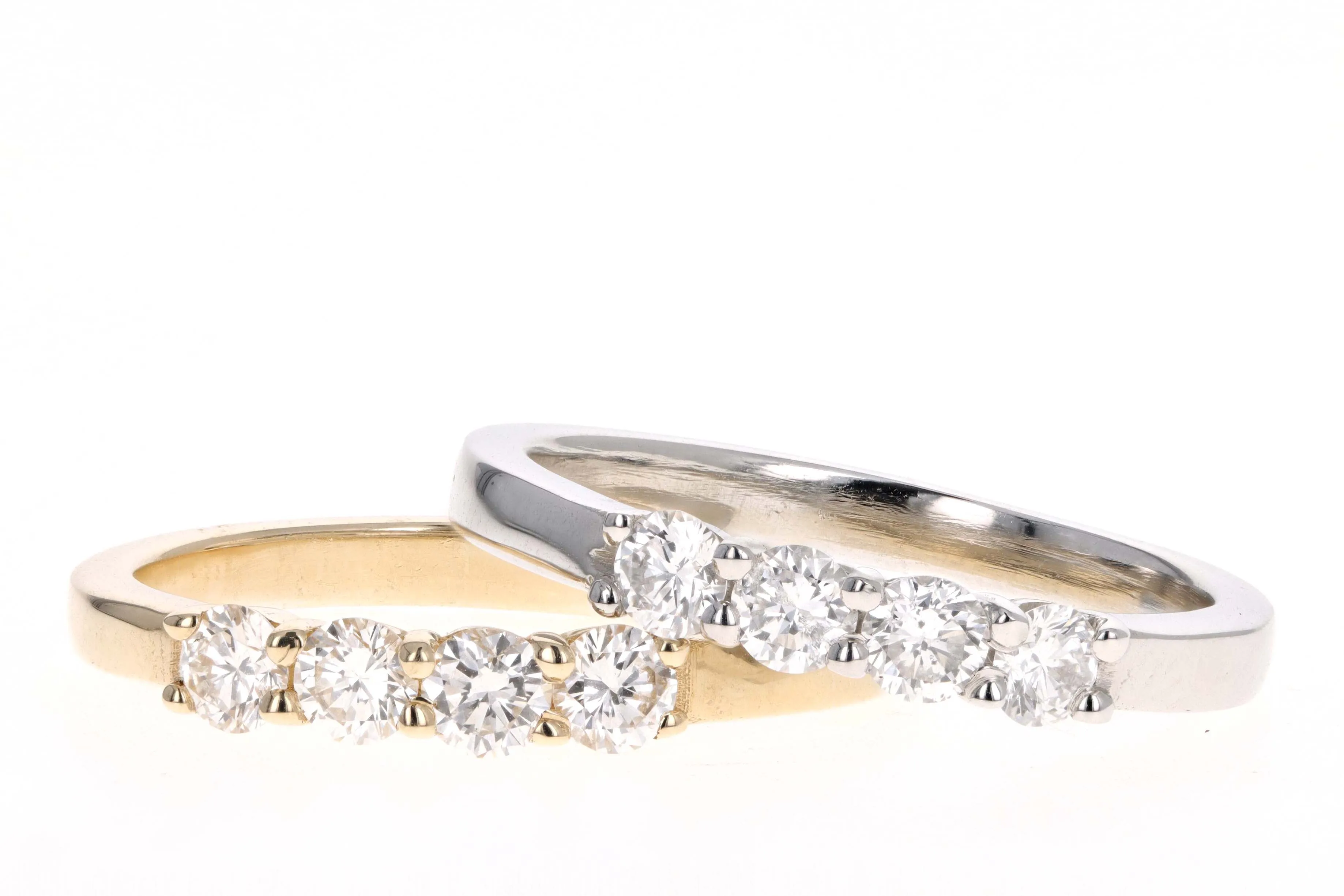 New Platinum or 14K Yellow Gold .45 Carat Total Weight Diamond Four Stone Band