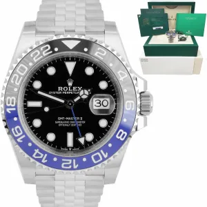 NEW STICKERED Rolex GMT-Master II Batman Black Blue Jubilee 126710 BLNR Watch