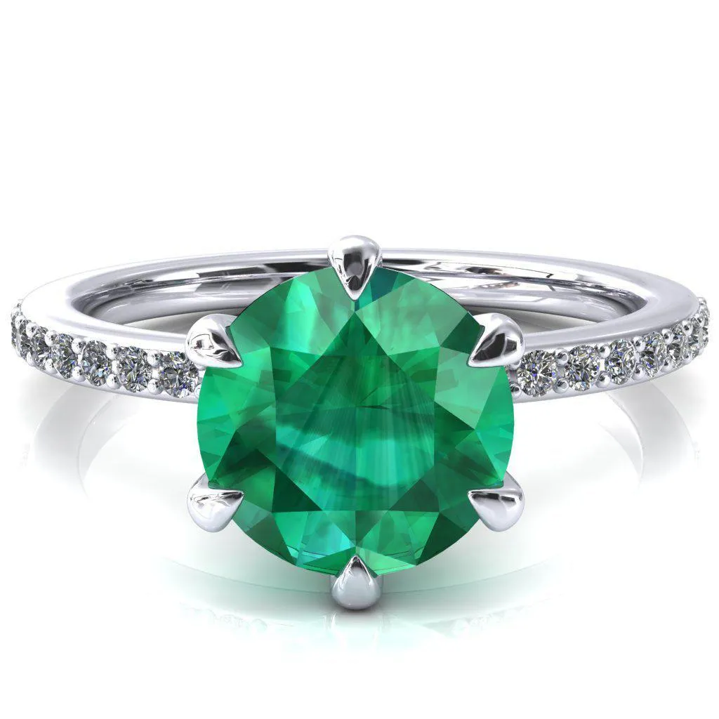 Nora Round Emerald Solitaire 6 Prong Ring