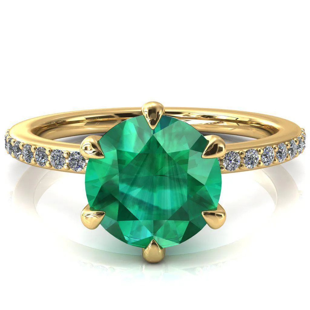 Nora Round Emerald Solitaire 6 Prong Ring