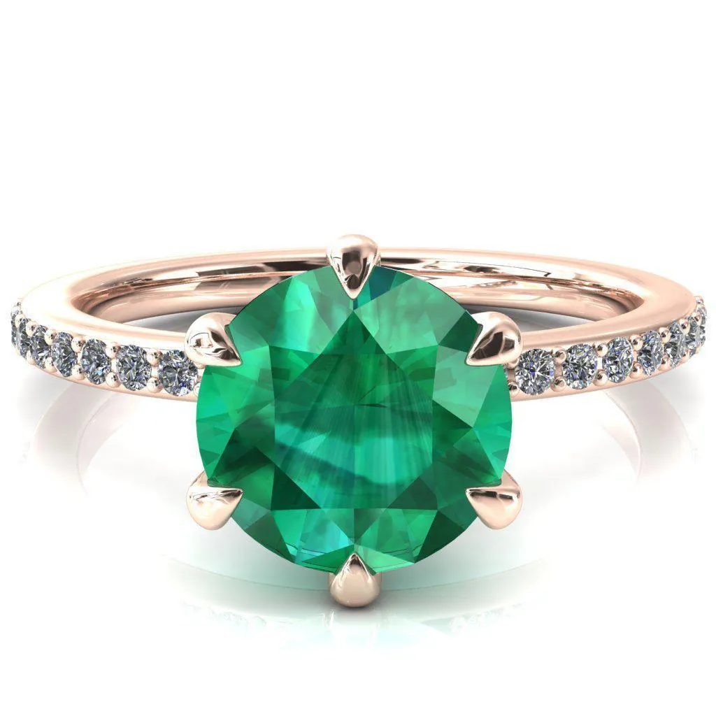 Nora Round Emerald Solitaire 6 Prong Ring