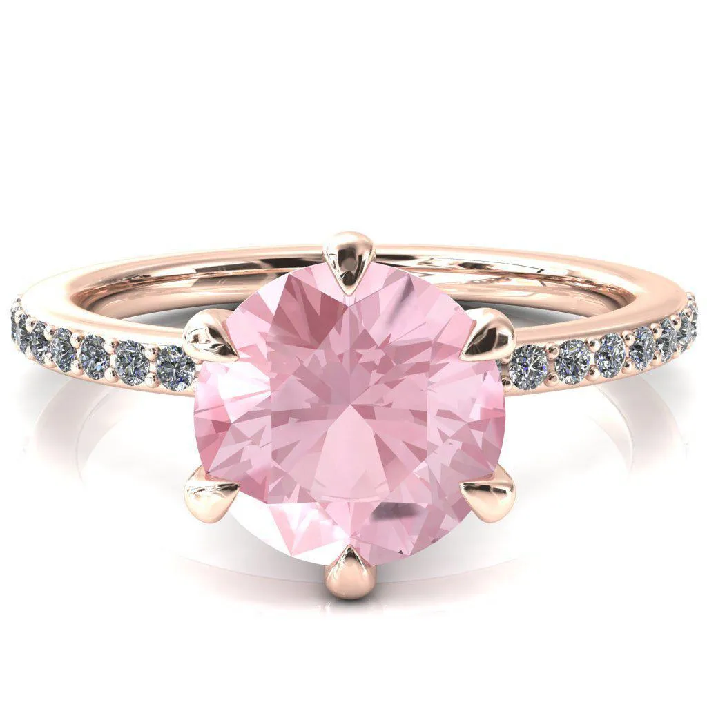 Nora Round Pink Sapphire Solitaire 6 Prong Ring