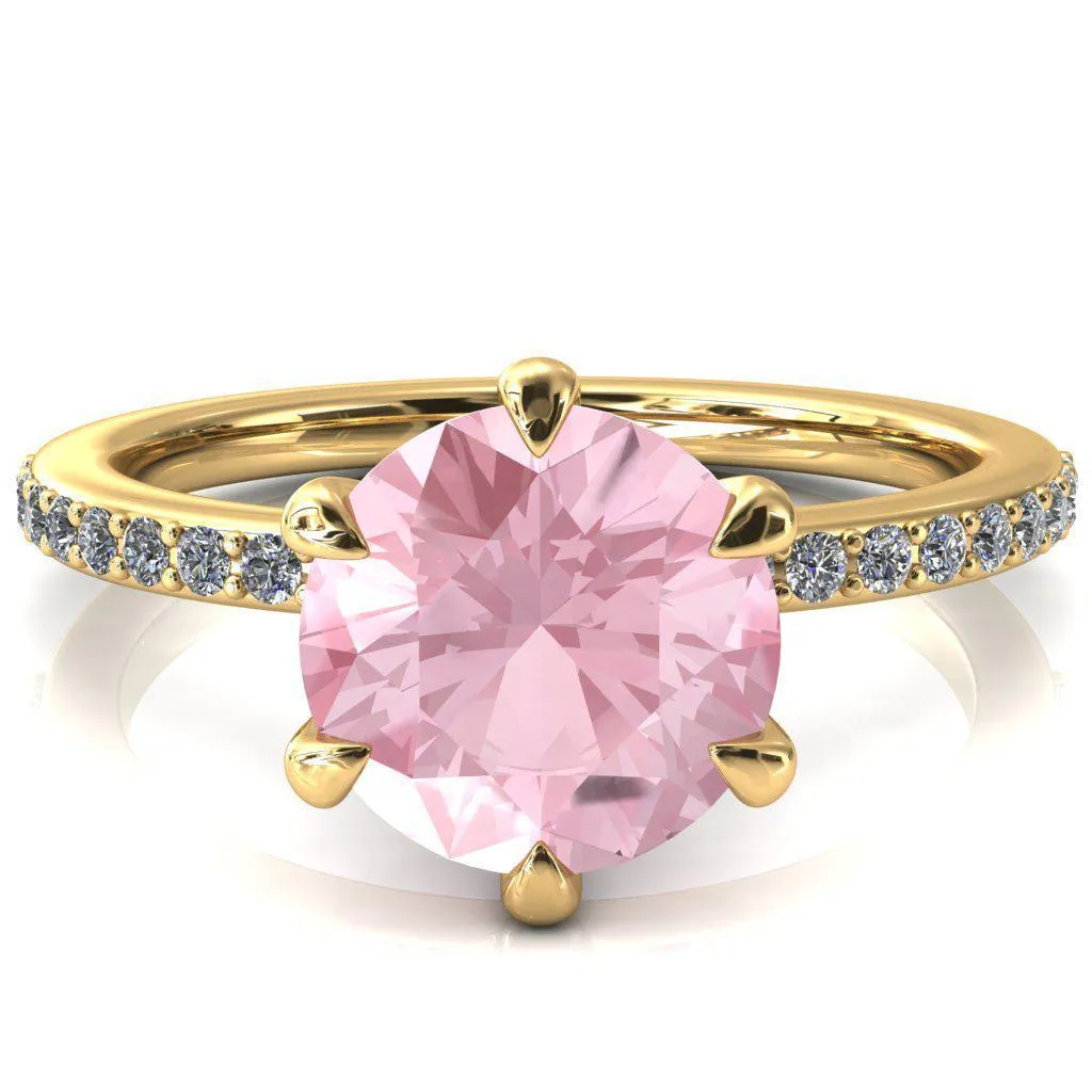 Nora Round Pink Sapphire Solitaire 6 Prong Ring